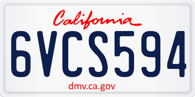CA license plate 6VCS594