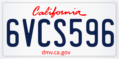 CA license plate 6VCS596