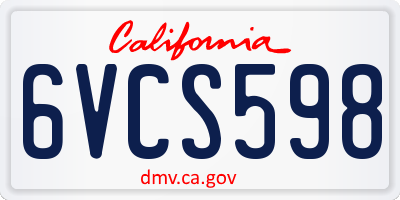 CA license plate 6VCS598