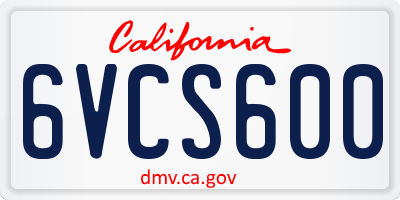 CA license plate 6VCS600