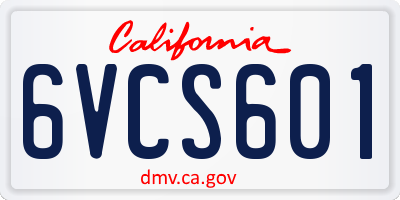 CA license plate 6VCS601