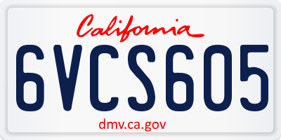 CA license plate 6VCS605