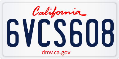 CA license plate 6VCS608