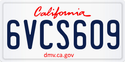 CA license plate 6VCS609