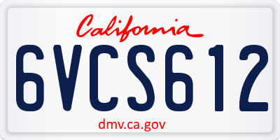CA license plate 6VCS612