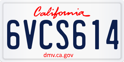 CA license plate 6VCS614