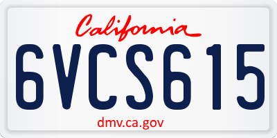 CA license plate 6VCS615
