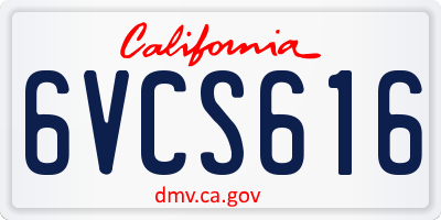 CA license plate 6VCS616