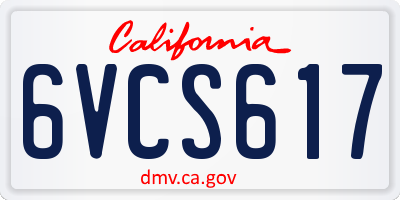 CA license plate 6VCS617