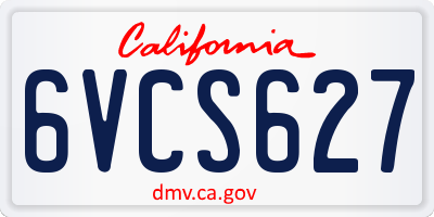 CA license plate 6VCS627