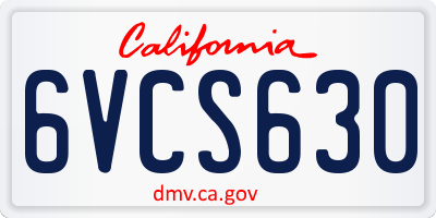 CA license plate 6VCS630