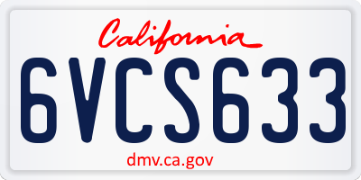 CA license plate 6VCS633