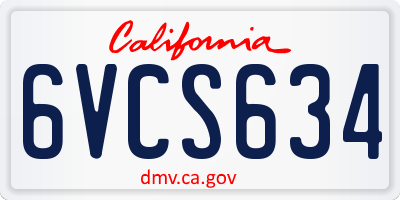 CA license plate 6VCS634