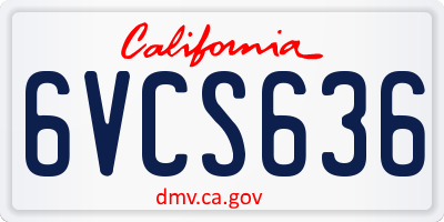 CA license plate 6VCS636