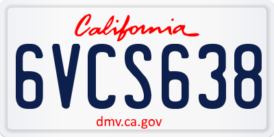 CA license plate 6VCS638