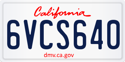 CA license plate 6VCS640