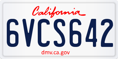 CA license plate 6VCS642