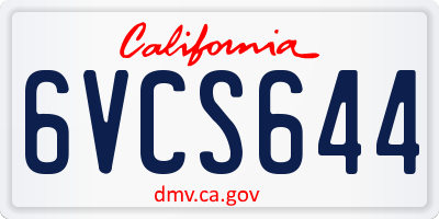 CA license plate 6VCS644