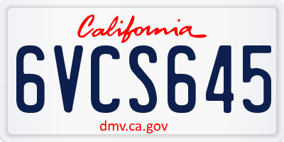 CA license plate 6VCS645