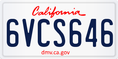CA license plate 6VCS646