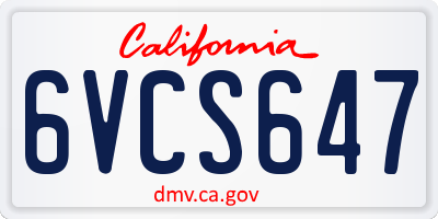 CA license plate 6VCS647