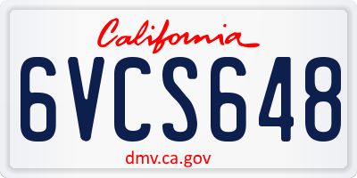 CA license plate 6VCS648