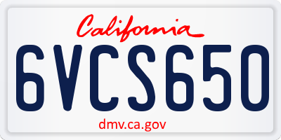 CA license plate 6VCS650