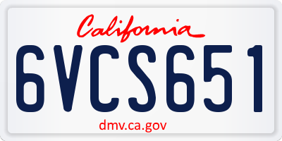 CA license plate 6VCS651