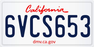 CA license plate 6VCS653