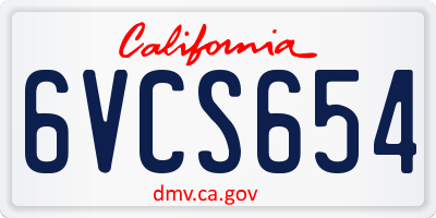 CA license plate 6VCS654