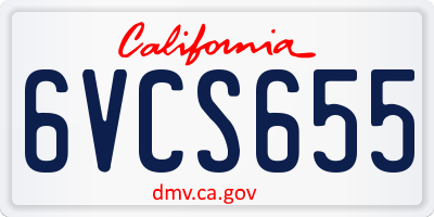 CA license plate 6VCS655