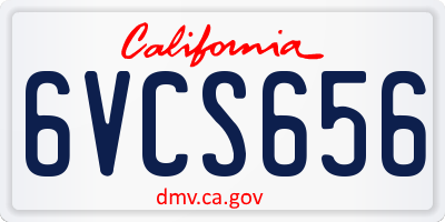 CA license plate 6VCS656