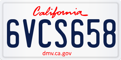 CA license plate 6VCS658