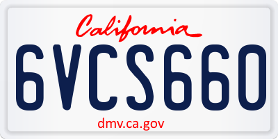 CA license plate 6VCS660