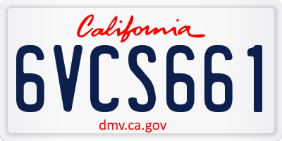 CA license plate 6VCS661