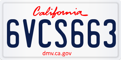 CA license plate 6VCS663