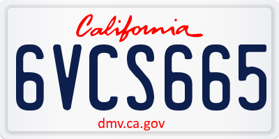 CA license plate 6VCS665