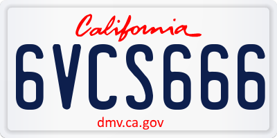 CA license plate 6VCS666