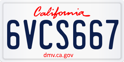 CA license plate 6VCS667