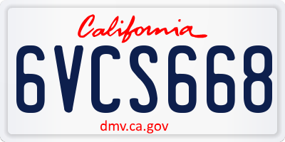 CA license plate 6VCS668