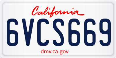 CA license plate 6VCS669