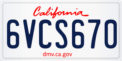 CA license plate 6VCS670