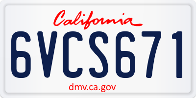 CA license plate 6VCS671