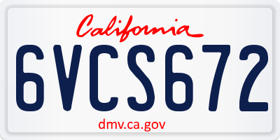 CA license plate 6VCS672