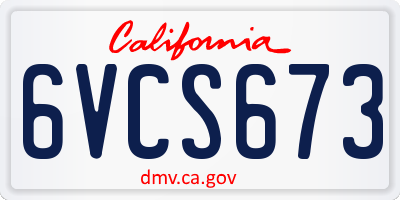 CA license plate 6VCS673