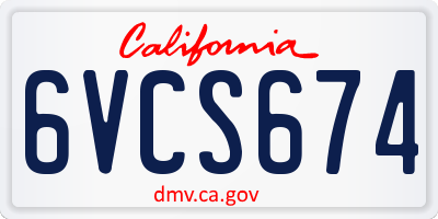 CA license plate 6VCS674