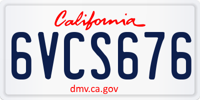 CA license plate 6VCS676