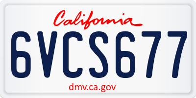 CA license plate 6VCS677