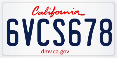 CA license plate 6VCS678