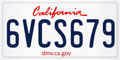 CA license plate 6VCS679